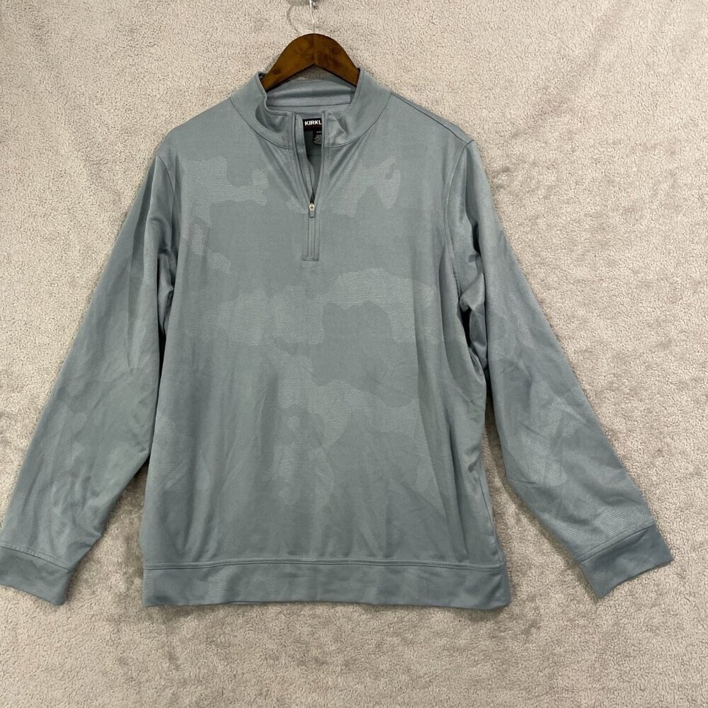 NWOT Kirkland Signature Mens M Quarter-Zip Pullover Sweatshirt Gray
